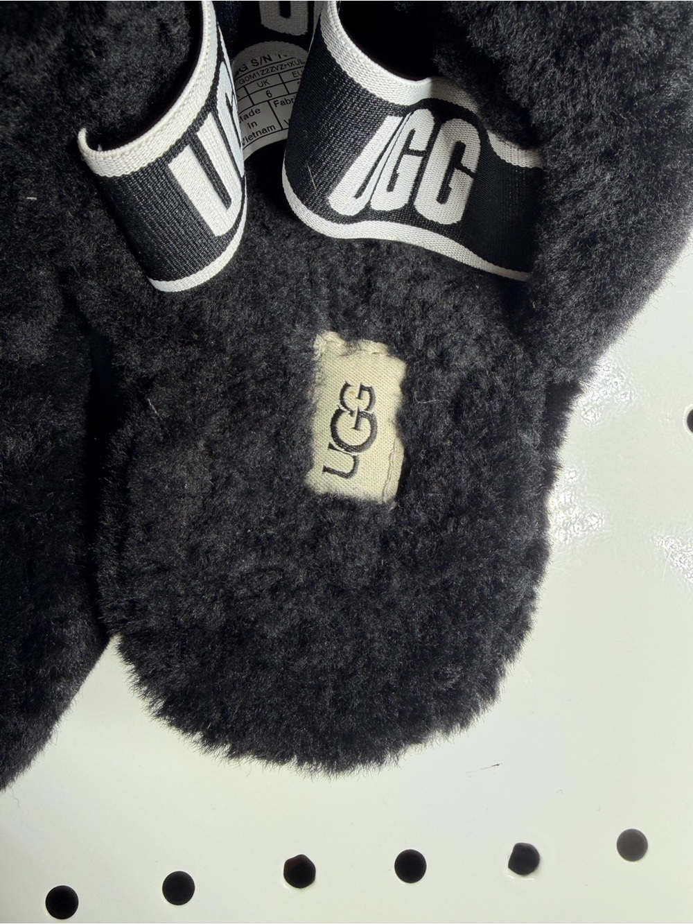 Ugg Fluff Yeah Sling black Fluffy Slippers Womens Size 8 (Excellent Condition!) - Picture 3 of 8